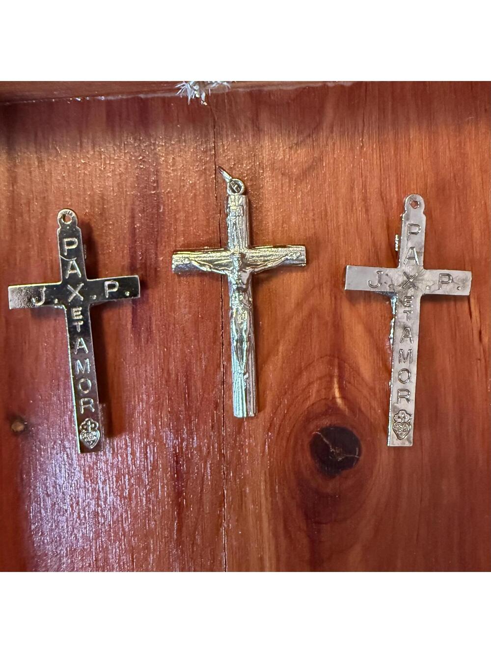 Vintage Catholic Crucifix Pendant Lot x3 Passion of Christ Devotional INRI